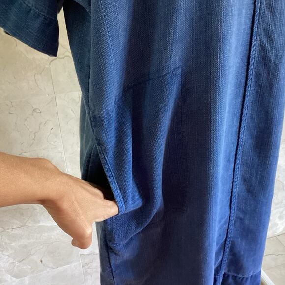 PureJill Indigo Shift Dress SP Denim Chambray Short Sleeve Fall Lagenlook Boxy - Picture 5 of 11